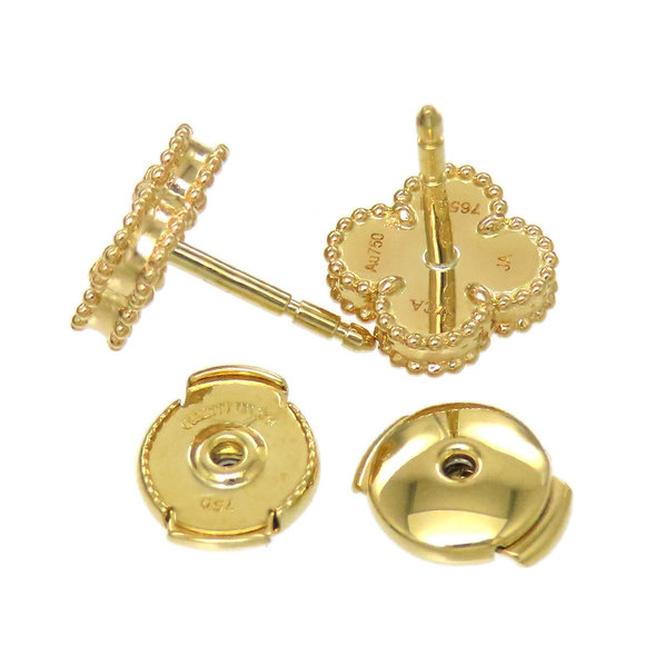 Authentic Van Cleef & Arpels 18K Mother of Pearl Magic Alhambra Earrings - Picture 4 of 5